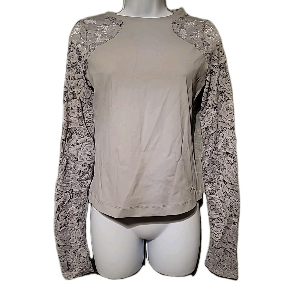 NWT Women's Intimately Free People No Excuses Long Sleeve Lace Lilac Gray Shirt